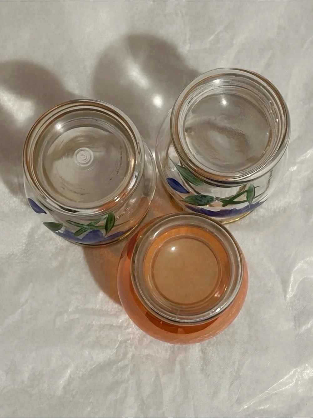 Set 3 Vtg 1960s Bartlett Collins Hand Painted Small Bud Vases with Gold Trim 4”